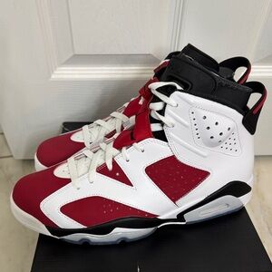 Jordan 6 Retro “Carmine” Red and White Sneakers